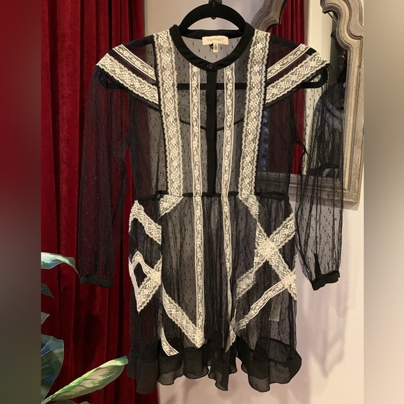 Twin-Set Other - EUC Twinset Tulle-Layered Long Sleeve Button Top Dress and slip dress. Size 10